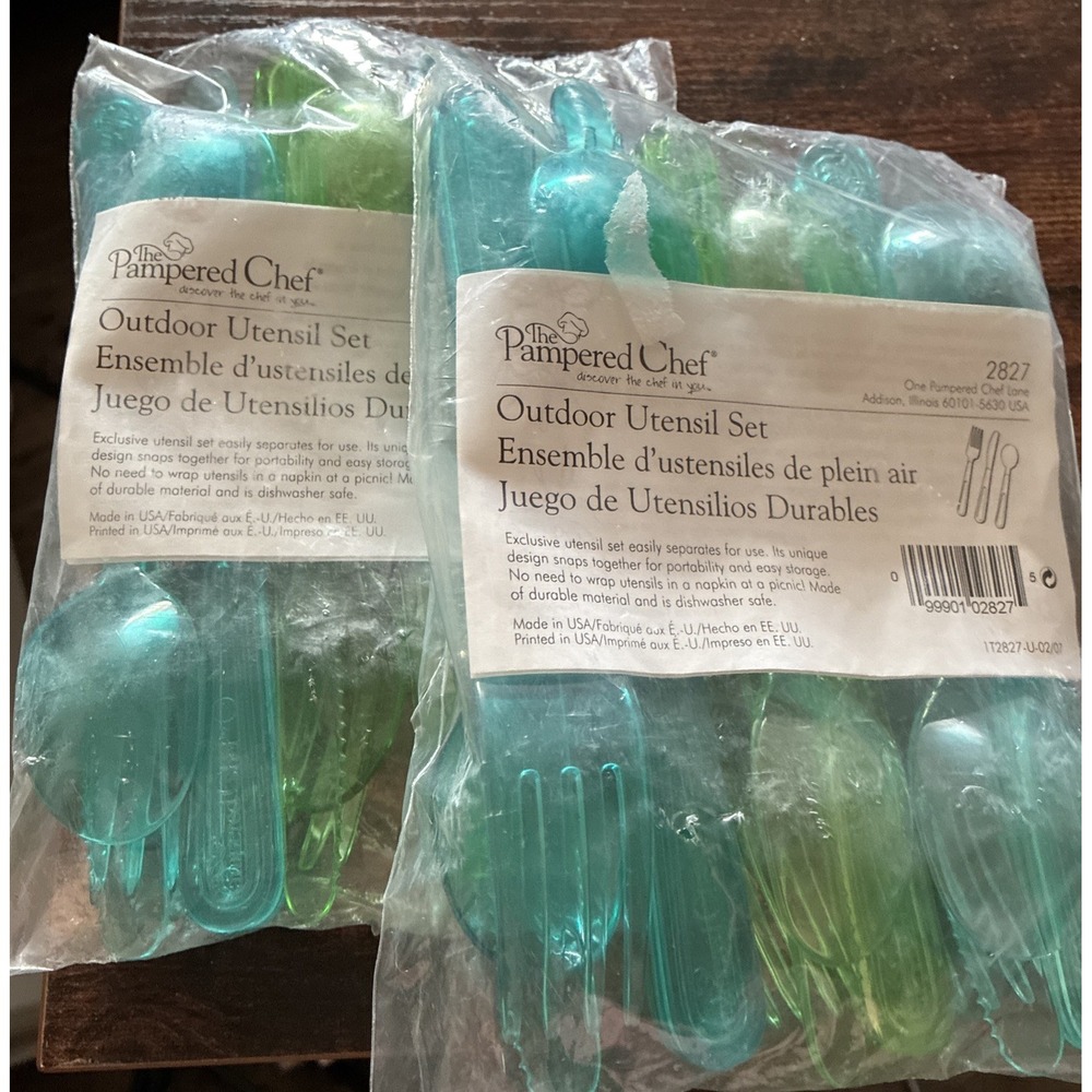 Pampered Chef Outdoor Utensil Sets 2 packs -36 pieces Total Service for 12 NIP